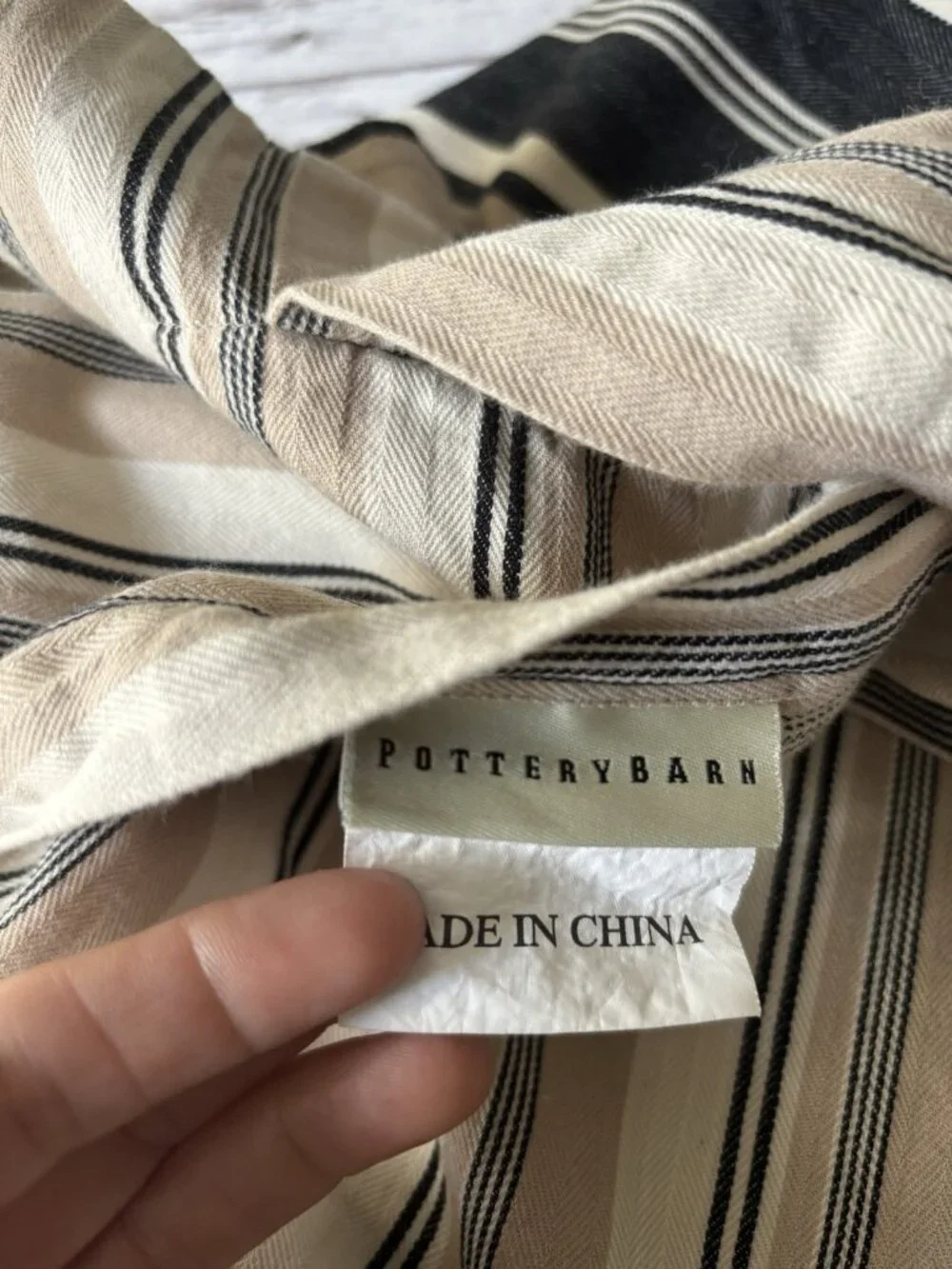 Pottery Barn Pillow Shams Covers‎ Cream Tan Charcoal Gray Standard Cotton PAIR